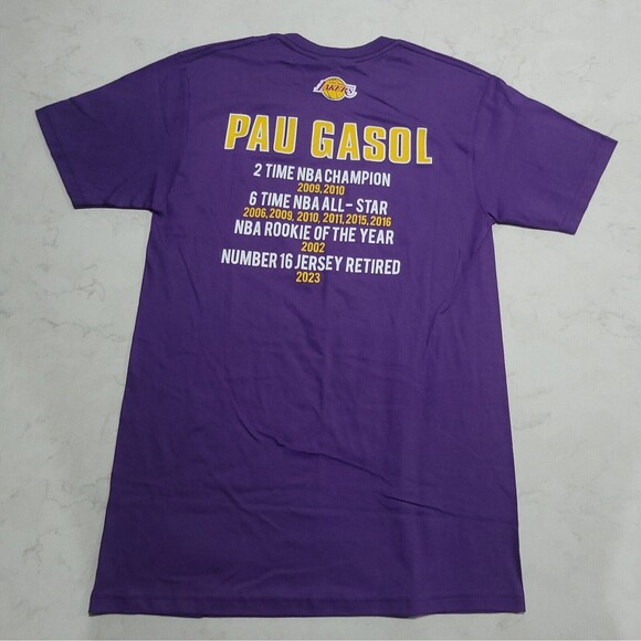 Pau Gasol LA Lakers Mitchell & Ness NBA Career Stats Champion Purple Small NWT - Picture 2 of 11